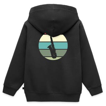 Saxofon Saxofonist Saxophon Blasorchester Retro - Kinder Premium Organic Zip Hoodie - Schwarz - Hinten - AI Model Kid Male (0cm)