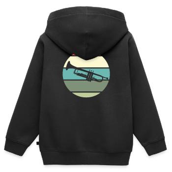 Trompete Trompeter Blasorchester Retro Geschenk - Kinder Premium Organic Zip Hoodie - Schwarz - Hinten - AI Model Kid Male (0cm)