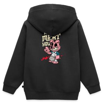 Halloween porc boucher costume d’horreur butcher - Sweat Premium à capuche zippé enfant bio - noir - Dos - AI Model Kid Male (0cm)
