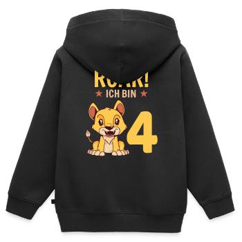Ich Bin 4 Jahre Alt Kinder Löwe Zum 4. Geburtstag - Kinder Premium Organic Zip Hoodie - Schwarz - Hinten - AI Model Kid Male (0cm)