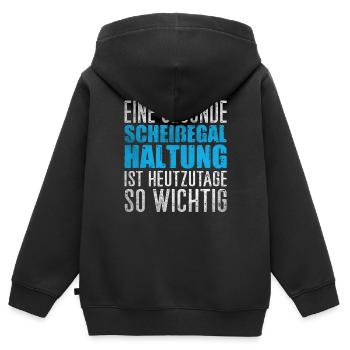 Scheißegal Haltung - Kinder Premium Organic Zip Hoodie - Schwarz - Hinten - AI Model Kid Male (0cm)