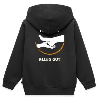 FÜßE GUT ALLES GUT - Kinder Premium Organic Zip Hoodie - Schwarz - Hinten - AI Model Kid Male (0cm)