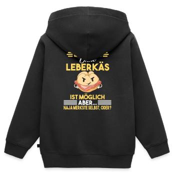 Leberkäse Fleischkäse Leberkäs - Kinder Premium Organic Zip Hoodie - Schwarz - Hinten - AI Model Kid Male (0cm)