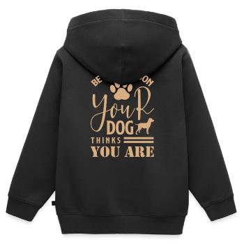 Be The Person Your Dog Thinks You Are 01 - Kinder Premium Organic Zip Hoodie - Schwarz - Hinten - AI Model Kid Male (0cm)