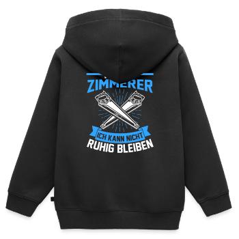 Zimmerer Schreiner Tischler Zimmerei - Kinder Premium Organic Zip Hoodie - Schwarz - Hinten - AI Model Kid Male (0cm)