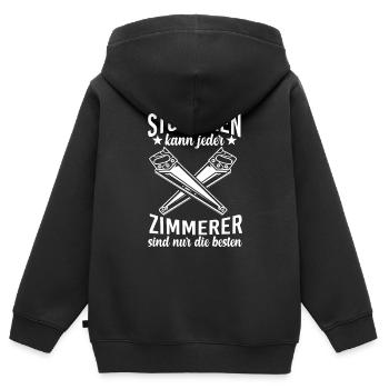 Zimmerer Zimmerei Zimmermann - Kinder Premium Organic Zip Hoodie - Schwarz - Hinten - AI Model Kid Male (0cm)