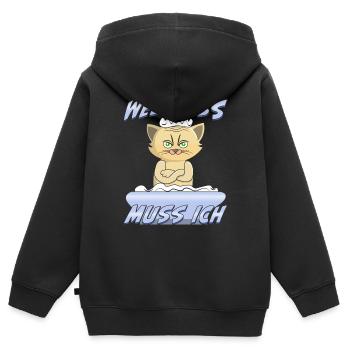 KATZE BÖSE WELLNESS MUSS ICH - Kinder Premium Organic Zip Hoodie - Schwarz - Hinten - AI Model Kid Male (0cm)