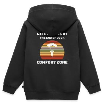 Fallschirm Spruch Fallschirmsprung Humor - Kinder Premium Organic Zip Hoodie - Schwarz - Hinten - AI Model Kid Male (0cm)