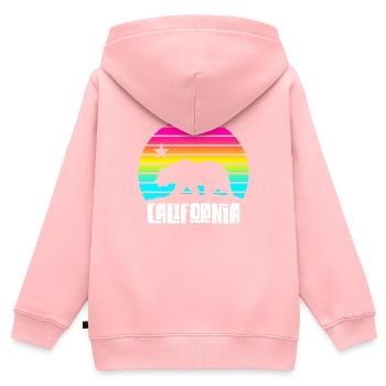 California Republic Sommer Sun Palms Beach Cali - Kinder Premium Organic Zip Hoodie - Rosa - Hinten - AI Model Kid Female (0cm)