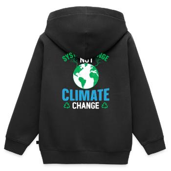 Changement systémique non climatique - Changement climatique - Sweat Premium à capuche zippé enfant bio - noir - Dos - AI Model Kid Male (0cm)