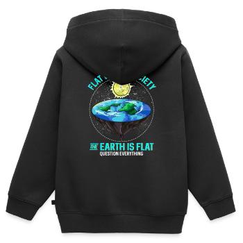 Flat Earth The Earth Is Flat Question Everything - Kids Premium Organic Zip-up Hoodie - black - Back - AI Model Kid Male (0cm)