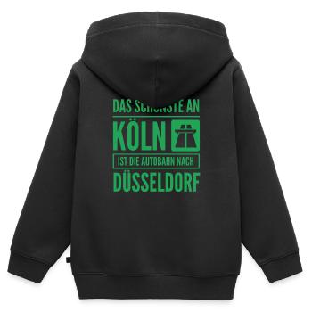 Gegen Köln Autobahn Spruch für Düsseldorfer - Kinder Premium Organic Zip Hoodie - Schwarz - Hinten - AI Model Kid Male (0cm)