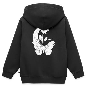 Motten Lune Rose Motte - Sweat Premium à capuche zippé enfant bio - noir - Dos - AI Model Kid Male (0cm)