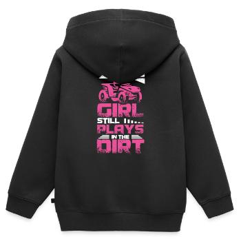 ATV Quad Girl - Sweat Premium à capuche zippé enfant bio - noir - Dos - AI Model Kid Male (0cm)