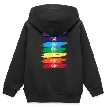 SEPT CHAKRAS - Sweat Premium à capuche zippé enfant bio - noir - Dos - AI Model Kid Male (0cm)