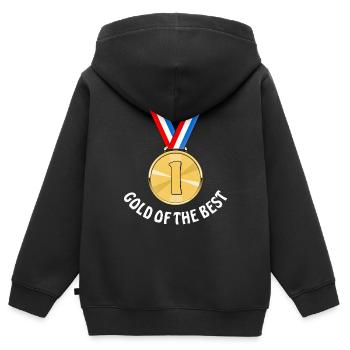 MÉDAILLE D’OR DU BEST - Sweat Premium à capuche zippé enfant bio - noir - Dos - AI Model Kid Male (0cm)