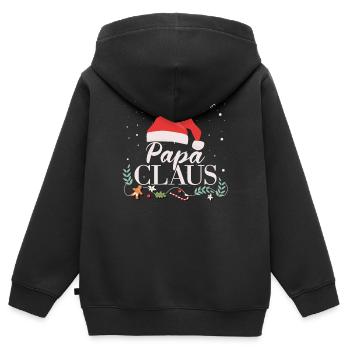 Papa Claus Famille Noël Père Noël - Sweat Premium à capuche zippé enfant bio - noir - Dos - AI Model Kid Male (0cm)