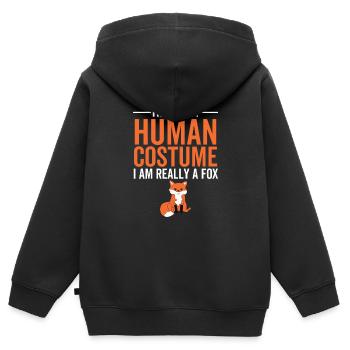 Das ist mein menschliches Kostüm Ich bin wirklich ein Fuchs - Kinder Premium Organic Zip Hoodie - Schwarz - Hinten - AI Model Kid Male (0cm)