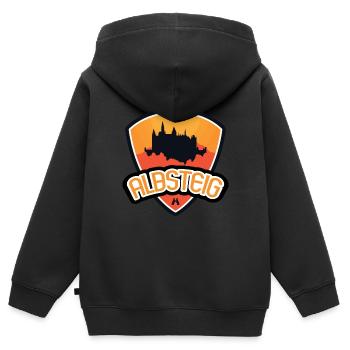 Albsteig - Schwäbische Alb - Kinder Premium Organic Zip Hoodie - Schwarz - Hinten - AI Model Kid Male (0cm)