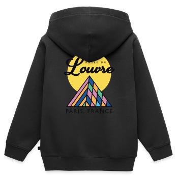 Musée du Louvre - Paris, France - Sweat Premium à capuche zippé enfant bio - noir - Dos - AI Model Kid Male (0cm)