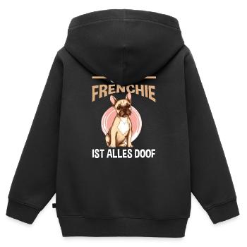Ohne Frenchie ist Alles doof - Kinder Premium Organic Zip Hoodie - Schwarz - Hinten - AI Model Kid Male (0cm)