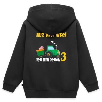 Traktor ich bin 3 Jahre dritter Geburtstag Jungen - Kinder Premium Organic Zip Hoodie - Schwarz - Hinten - AI Model Kid Male (0cm)