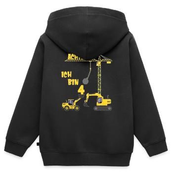 Ich bin 4 Jahre vierter Geburtstag Bagger Jungen - Kinder Premium Organic Zip Hoodie - Schwarz - Hinten - AI Model Kid Male (0cm)