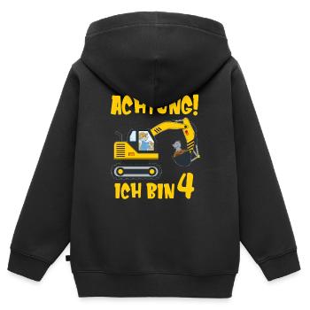 Bagger ich bin 4 Jahre vierter Geburtstag Jungen - Kinder Premium Organic Zip Hoodie - Schwarz - Hinten - AI Model Kid Male (0cm)