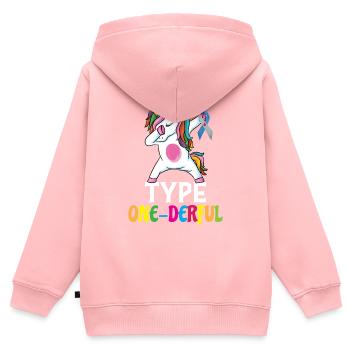 Type One Derful Licorne Type 1 Diabète DT1 - Sweat Premium à capuche zippé enfant bio - rose - Dos - AI Model Kid Female (0cm)