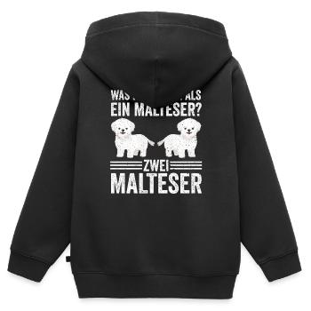 Zwei Malteser Hund Malteser - Kinder Premium Organic Zip Hoodie - Schwarz - Hinten - AI Model Kid Male (0cm)