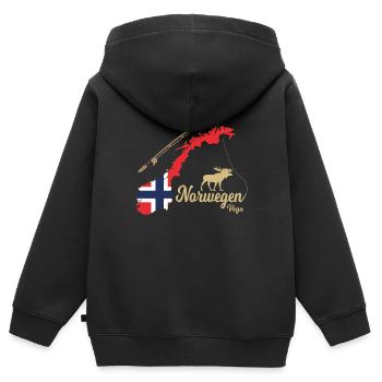 Norwegen Vega Angeln Skandinavien Motive - Kinder Premium Organic Zip Hoodie - Schwarz - Hinten - AI Model Kid Male (0cm)