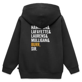 Hamilton Lafayette Lauren Mulligan Burr Sir - Sweat Premium à capuche zippé enfant bio - noir - Dos - AI Model Kid Male (0cm)