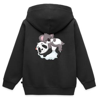 Koala und Panda kuscheln - Kinder Premium Organic Zip Hoodie - Schwarz - Hinten - AI Model Kid Male (0cm)