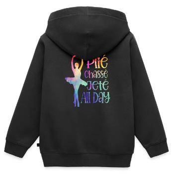Ballerine Plié Chassé Jeté Danseuse de Ballet - Sweat Premium à capuche zippé enfant bio - noir - Dos - AI Model Kid Male (0cm)