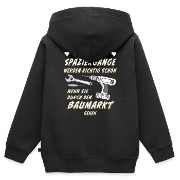 ROMANTISCHE SPAZIERGÄNGE - Kinder Premium Organic Zip Hoodie - Schwarz - Hinten - AI Model Kid Male (0cm)