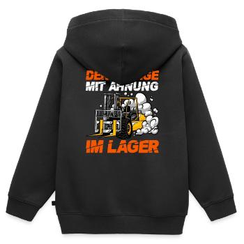 Logistik Lager Gabelstaplerfahrer Staplerfahrer - Kinder Premium Organic Zip Hoodie - Schwarz - Hinten - AI Model Kid Male (0cm)
