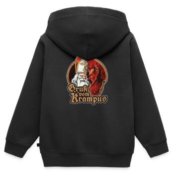 GRUß VOM KRAMPUS NIKOLAUS KRAMPUSTAG GESCHENK - Kinder Premium Organic Zip Hoodie - Schwarz - Hinten - AI Model Kid Male (0cm)