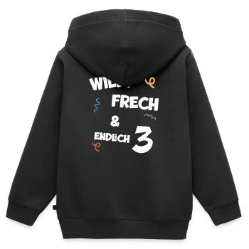 Kindergeburtstag dritter Geburtstag Junge Mädchen - Kinder Premium Organic Zip Hoodie - Schwarz - Hinten - AI Model Kid Male (0cm)