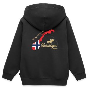 Norwegen Lofoten Angeln Skandinavien Motive - Kinder Premium Organic Zip Hoodie - Schwarz - Hinten - AI Model Kid Male (0cm)