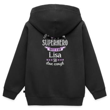 lisa - Kinder Premium Organic Zip Hoodie - Schwarz - Hinten - AI Model Kid Male (0cm)