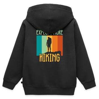 Explore more hiking - Kinder Premium Organic Zip Hoodie - Schwarz - Hinten - AI Model Kid Male (0cm)