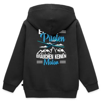 Segelflugzeug Segelfliegen Echte Piloten brauchen - Kinder Premium Organic Zip Hoodie - Schwarz - Hinten - AI Model Kid Male (0cm)