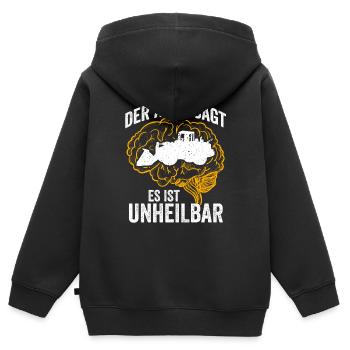 Der Arzt sagt es ist unheilbar Radlader - Kinder Premium Organic Zip Hoodie - Schwarz - Hinten - AI Model Kid Male (0cm)