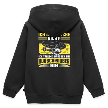 Helikopter Hubschrauber Ich schnarche nicht - Kinder Premium Organic Zip Hoodie - Schwarz - Hinten - AI Model Kid Male (0cm)
