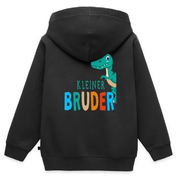 Bruder Geschwister Kleiner Bruder Geschenkidee - Kinder Premium Organic Zip Hoodie - Schwarz - Hinten - AI Model Kid Male (0cm)