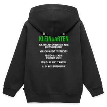 Kleingarten Spruch Kleingärtner Schrebergarten - Kinder Premium Organic Zip Hoodie - Schwarz - Hinten - AI Model Kid Male (0cm)