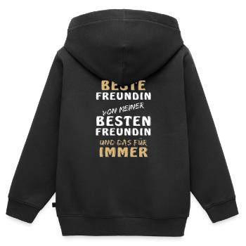 BIN DIE BESTE FREUNDIN VON MEINER BESTEN FREUNDIN - Kinder Premium Organic Zip Hoodie - Schwarz - Hinten - AI Model Kid Male (0cm)