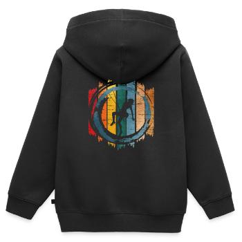 Geschenkidee Kletterin Bergsterigerin Frauenpower - Kinder Premium Organic Zip Hoodie - Schwarz - Hinten - AI Model Kid Male (0cm)