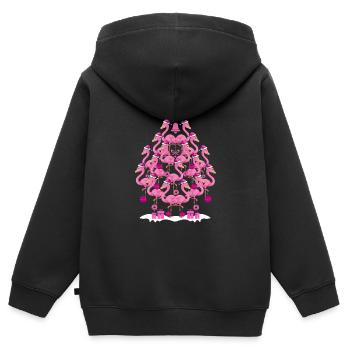 Flamingo Weihnachtsbaum Rosa Weihnachten - Kinder Premium Organic Zip Hoodie - Schwarz - Hinten - AI Model Kid Male (0cm)
