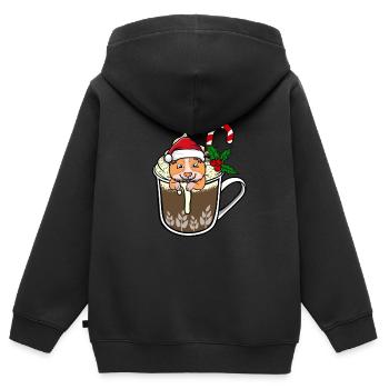 Hamster de cacao Noël - Sweat Premium à capuche zippé enfant bio - noir - Dos - AI Model Kid Male (0cm)